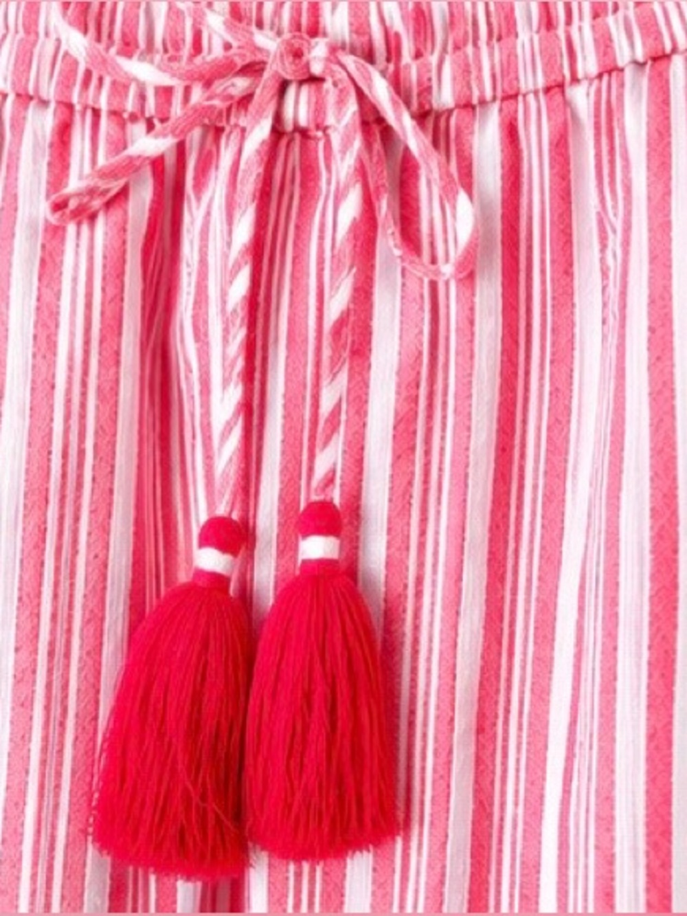 Talbots Red Pepper Multi Linen Stripe Tassel Tie Lined Maxi Skirt M-Petite - Picture 7 of 7